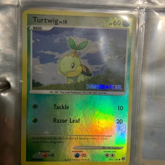 Pokemon | Toys | Holographic Turtwig Diamond And Pearl Pokemon Card 3130  2007 | Poshmark